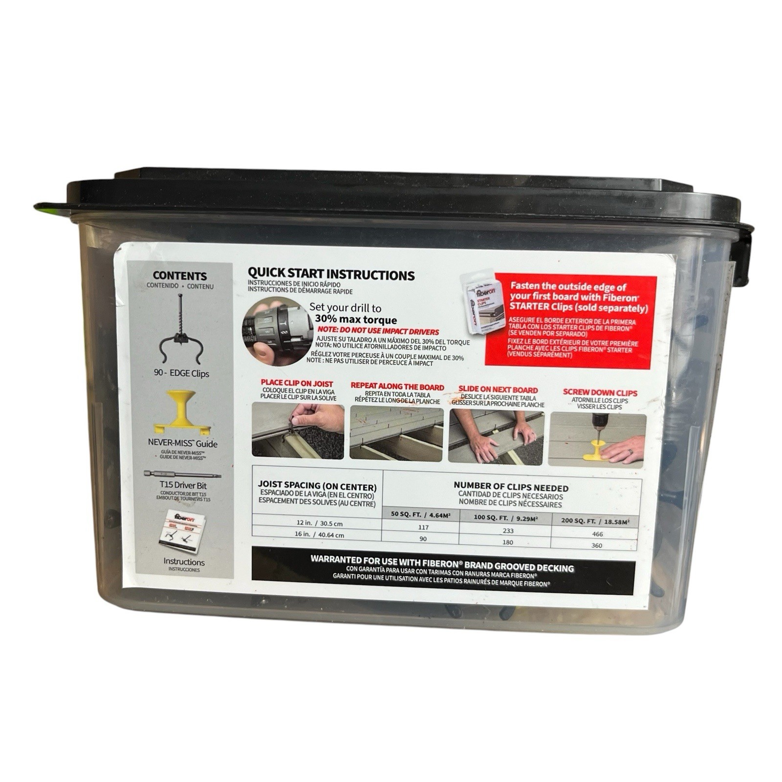 Fiberon Edge Hidden Fasteners - 90 Count Box - 50 sq ft (4.65 m. sq.) Coverage gallery