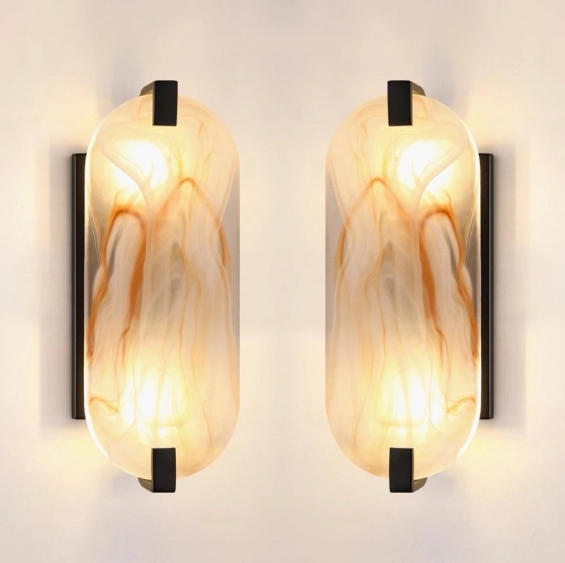 2 Pack 2 Light Oval Red Frosted Glass Bathroom Wall Sconce Modern Concise Style gallery