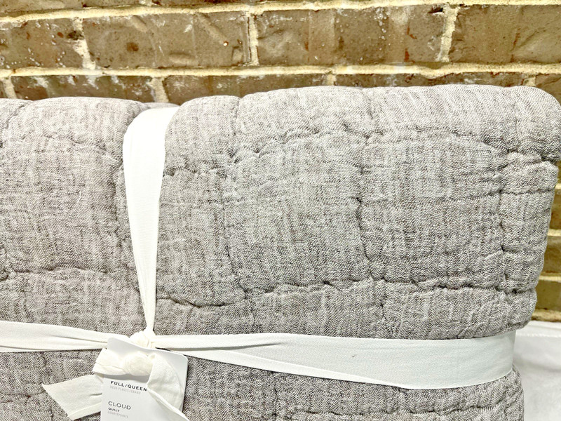 Pottery Barn CLOUD Handcrafted Full Queen Size Quilt 92" x 88" GRAY Bedding NEW gallery