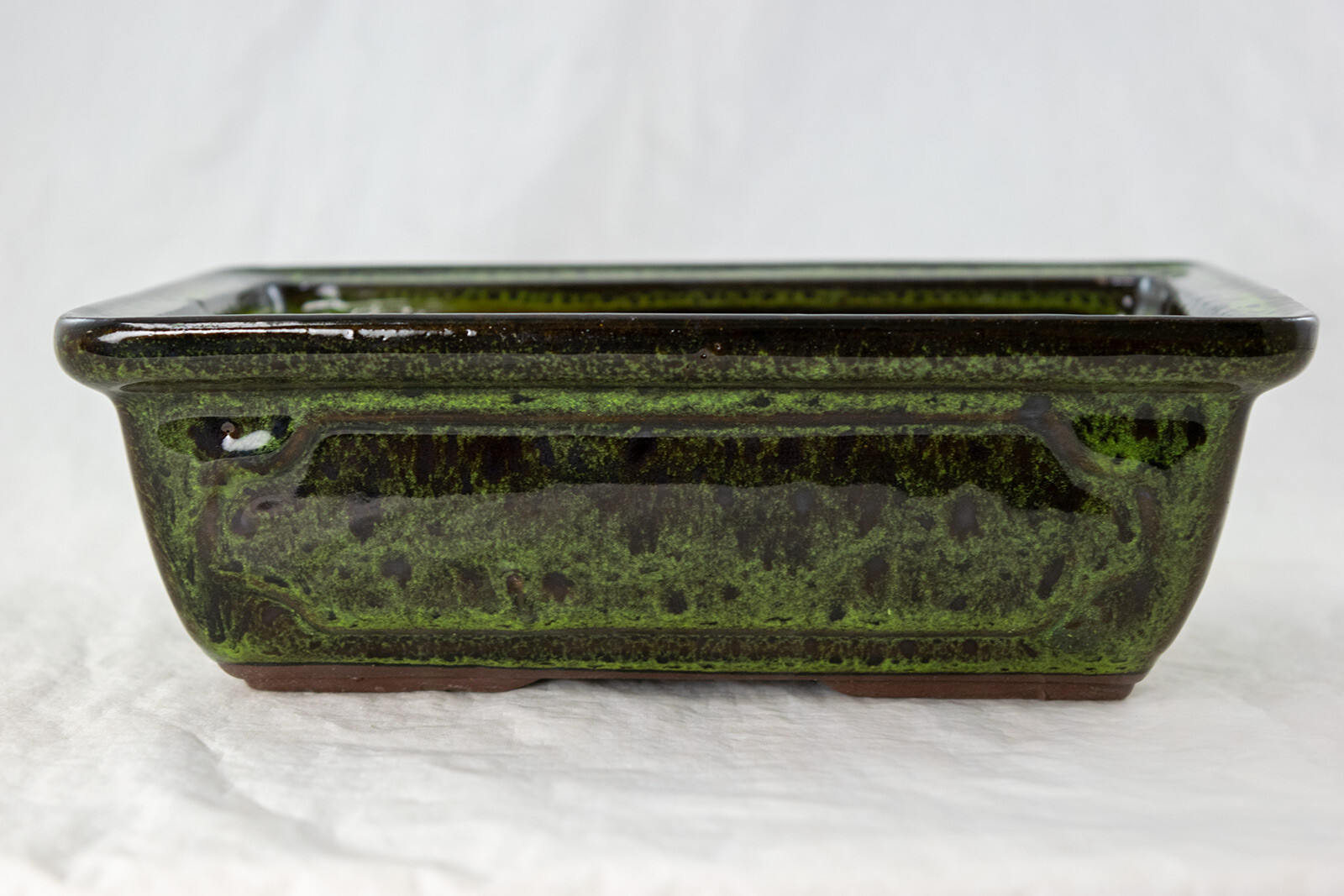 Rectangular Glazed Bonsai & Succulent Pot + Mesh 8"x 5.75"x 2.5" - Moss Green gallery