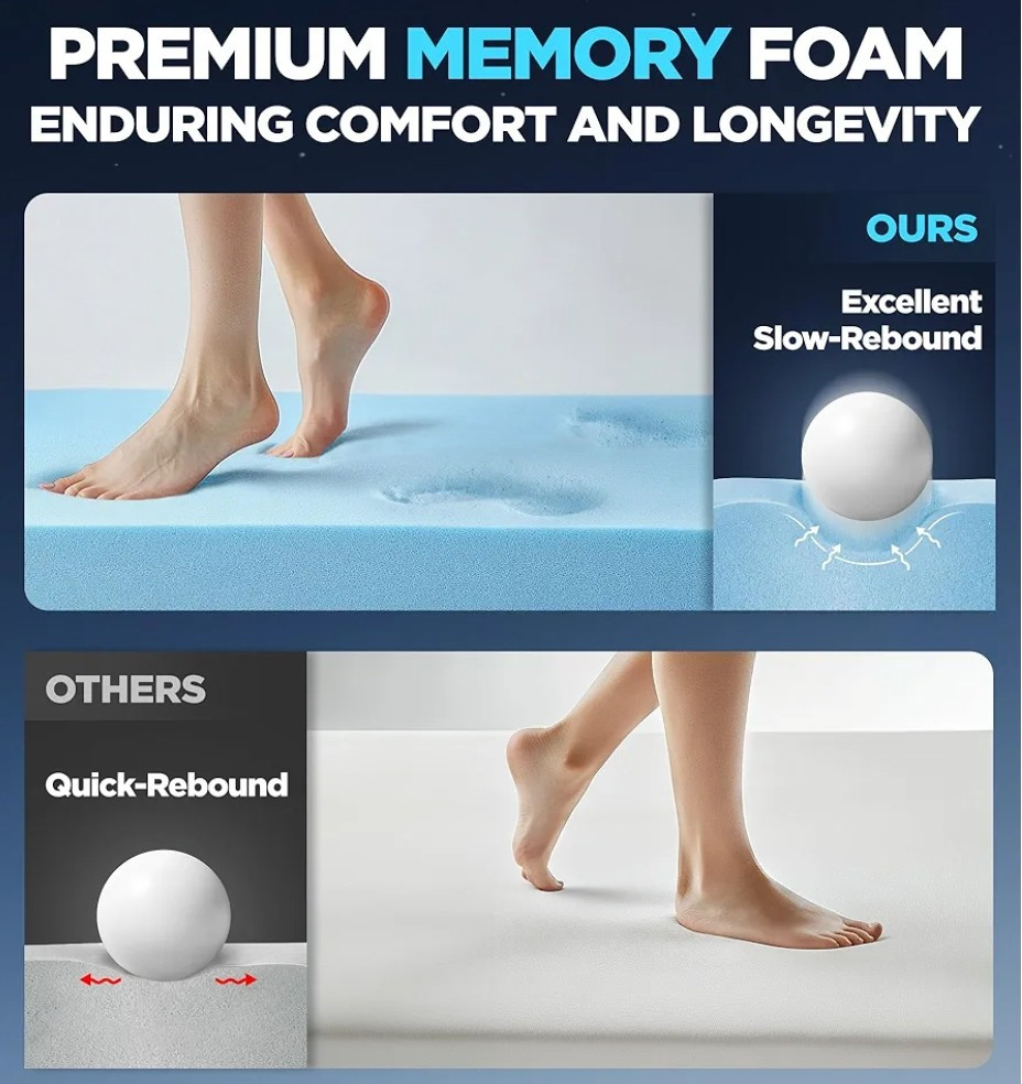 4" Dual Layer Memory Foam Mattress Topper for Pain Relief with 2X Support Queen gallery