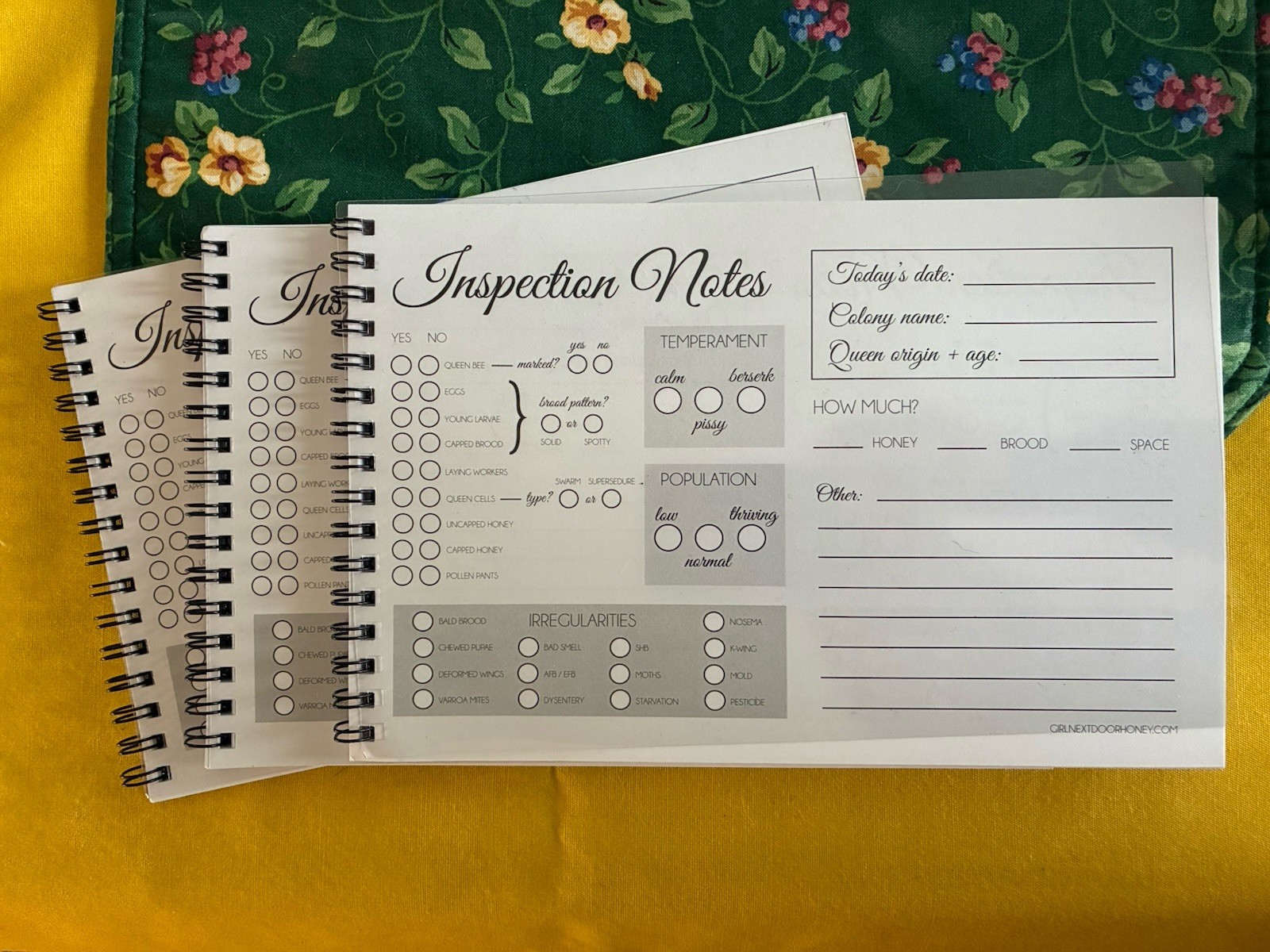 Bee Hive inspection notebooks (3) Spiral Bound gallery