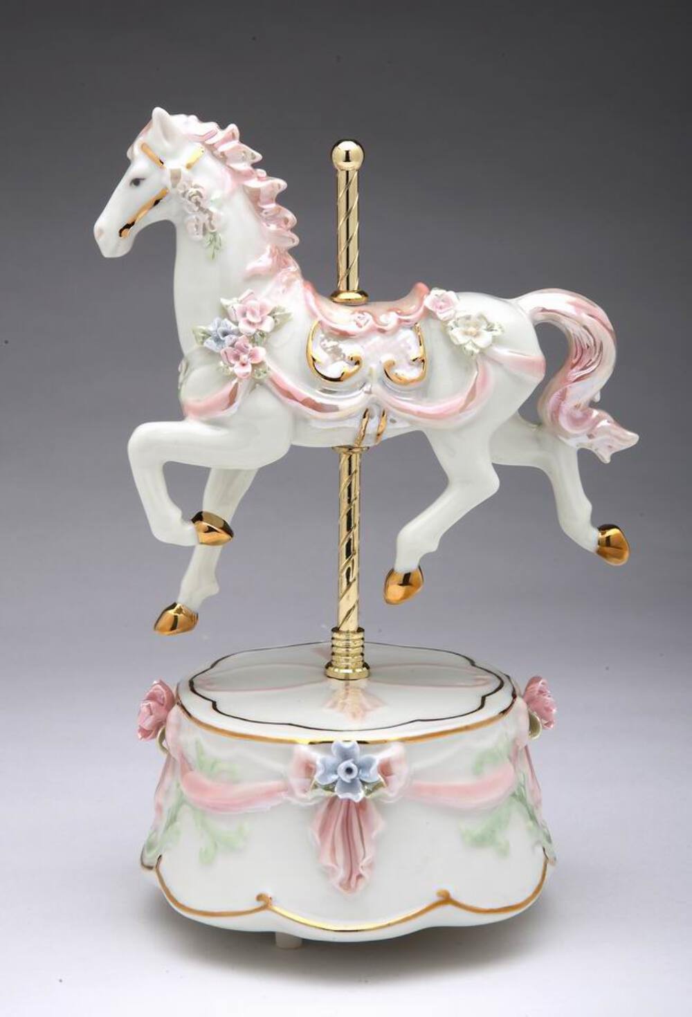 Ceramic Pink Carousel Horse Music Box, Horse Lover Gift, Gift for Her, Gift for gallery