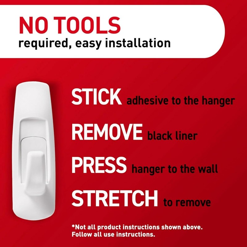 5 lb Large Utility Hooks, 7 Wall Hooks and 12 Strips, Damage-Free Hanging ` gallery