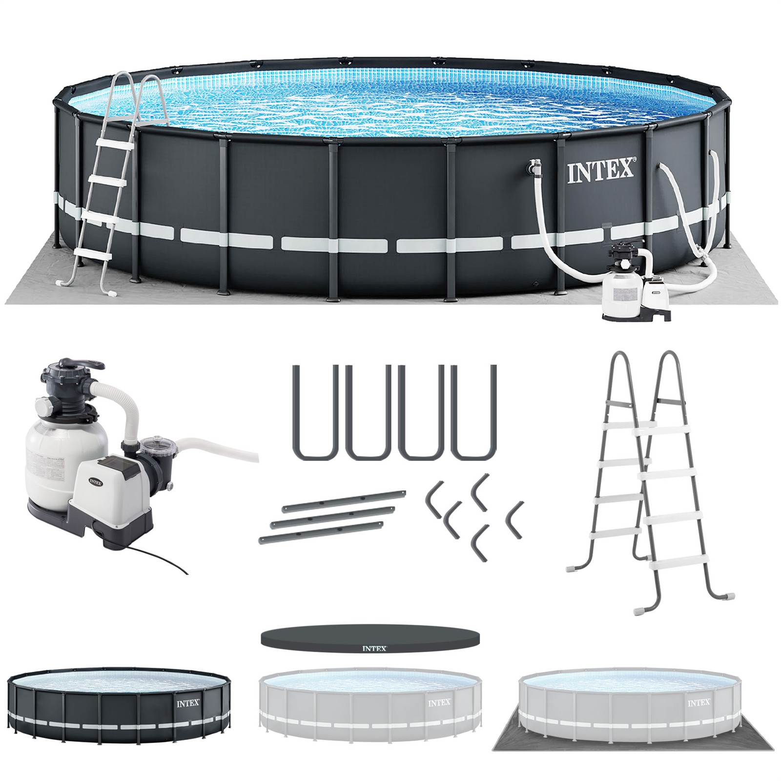 Intex 20' x 48" Round Ultra XTR Frame Swimming Pool w/ Filter Pump (For Parts) gallery