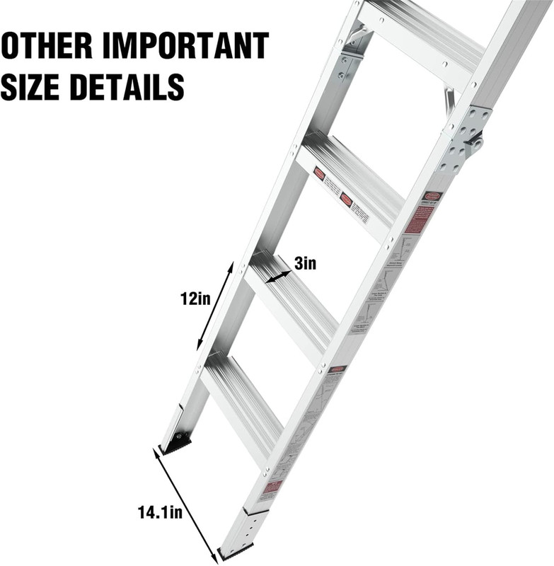 Aluminum Attic Ladder Pull Down Loft Stairs 375LB Capacity 22.5" x 54" gallery