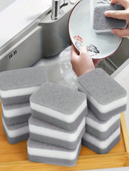 5pcs High-Density Kitchen Sponges – Dual-Layer Dishwashing Scrub Pads-NEW