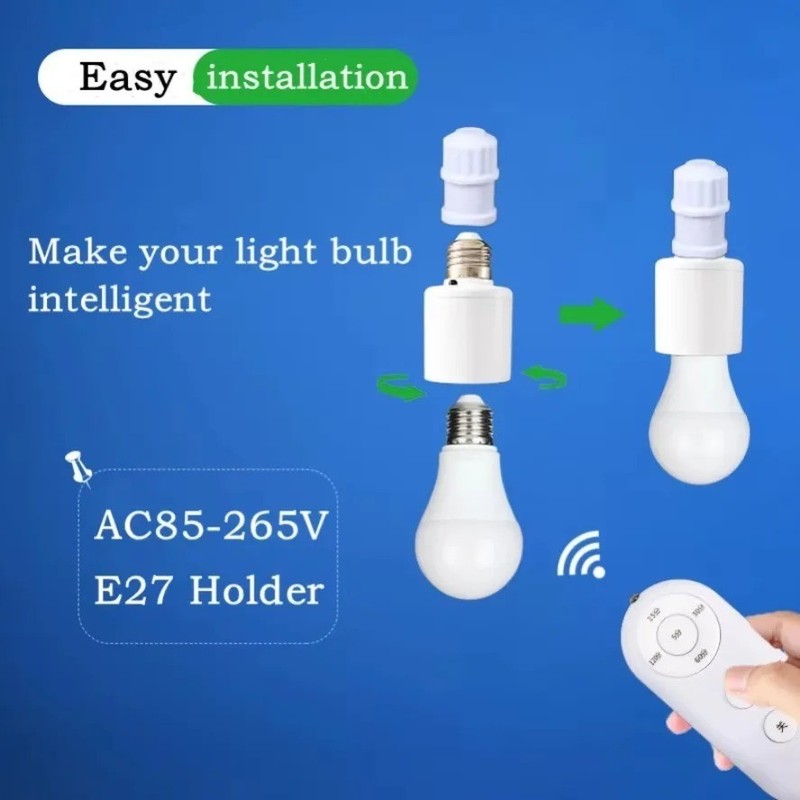 Wireless Remote Control Light Lamp E27 Screw Bulb Base Holder Cap Socket Switch gallery