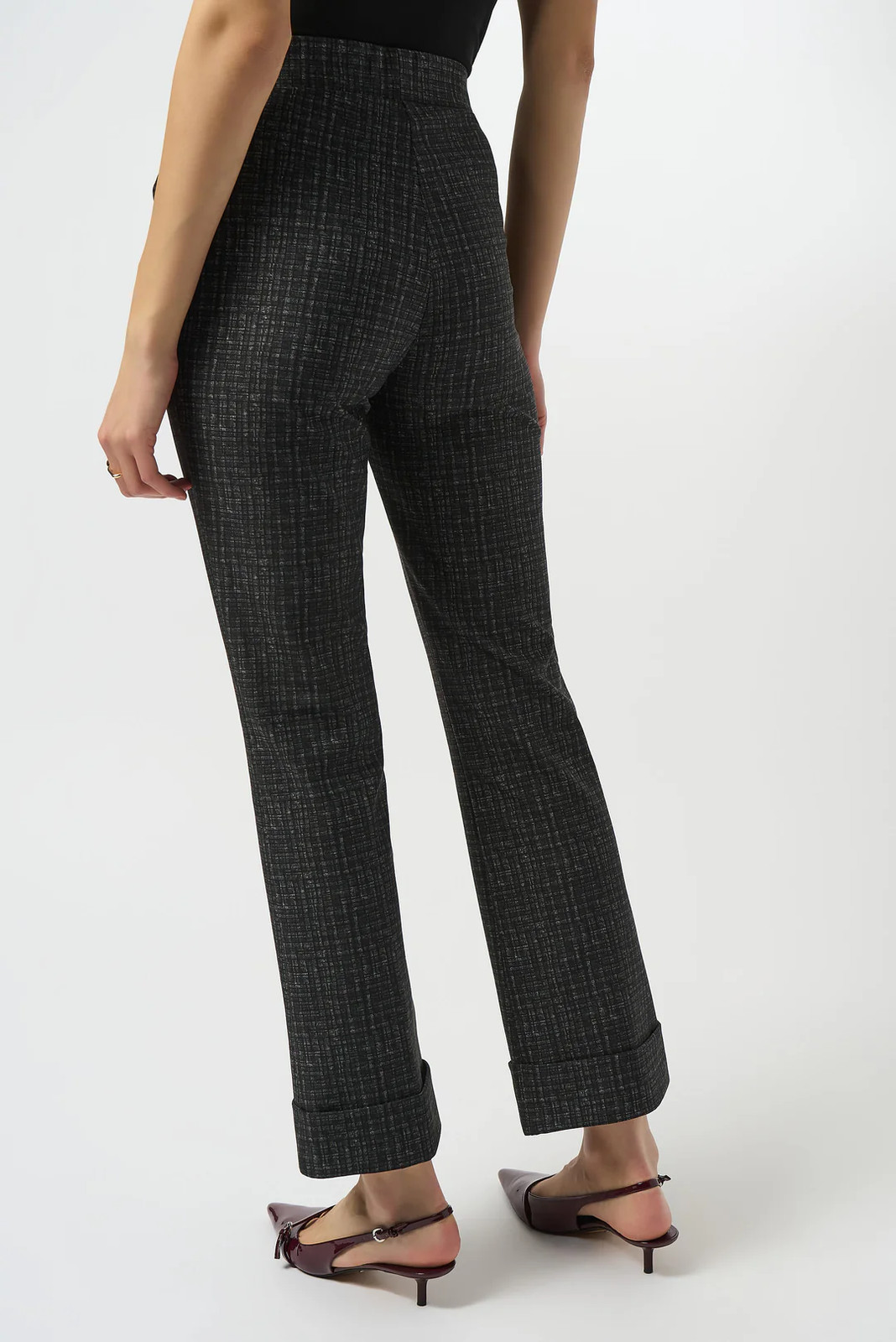 Joseph Ribkoff Black/Grey Checkered Print Pull On Flared Pants 253109-R gallery
