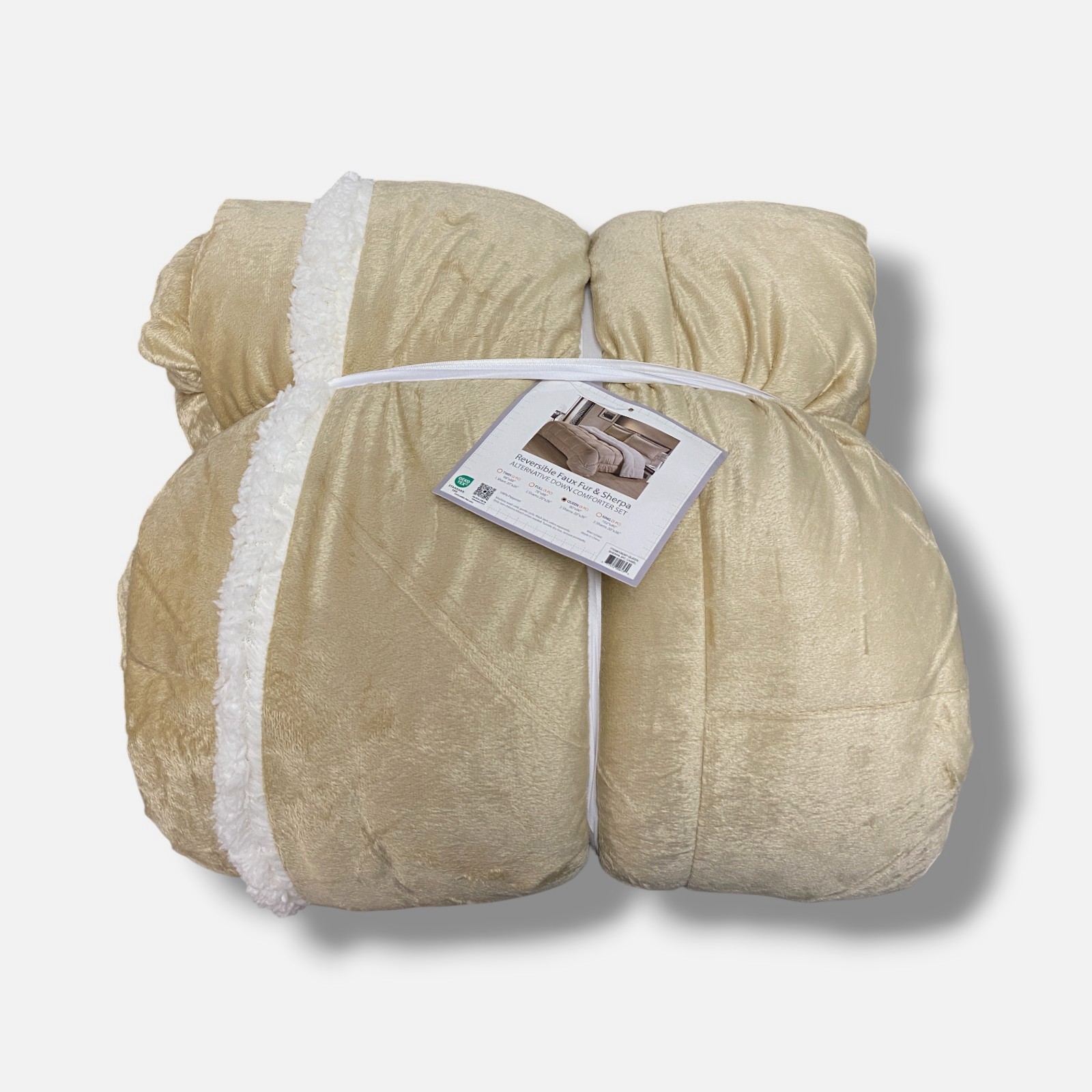 Swift Home Beige Micromink-Sherpa Comforter 3-Piece Set, Queen Size gallery