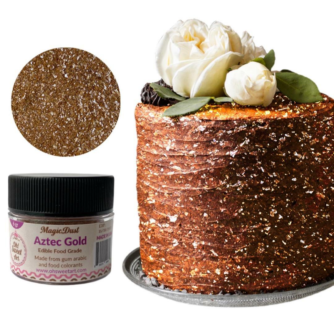 Edible Glitter dust AZTEC GOLD ( 6 grams ) Magic dust , Kosher, Gluten free FDA gallery