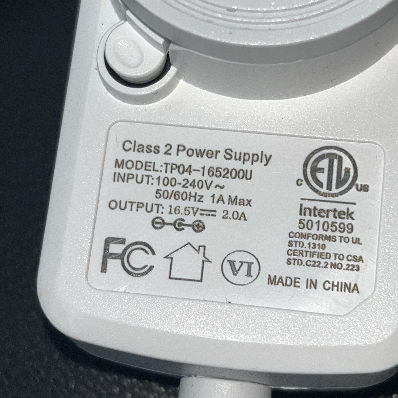 Intertek 5010599 Power Supply Model TP04-165200U gallery