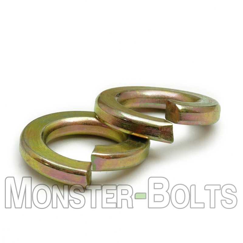 Split Lock Washers Thru Hardened Alloy, Zinc Yellow 1/4, 5/16, 3/8, 7/16 1/2 3/4 gallery