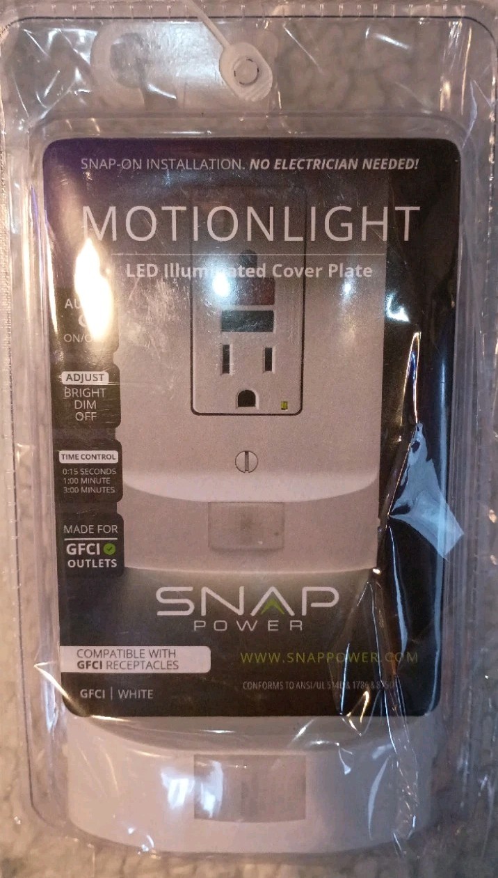 SnapPower MotionLight Motion Detecting Night Light Wall Plate Bright/Dim/Off gallery
