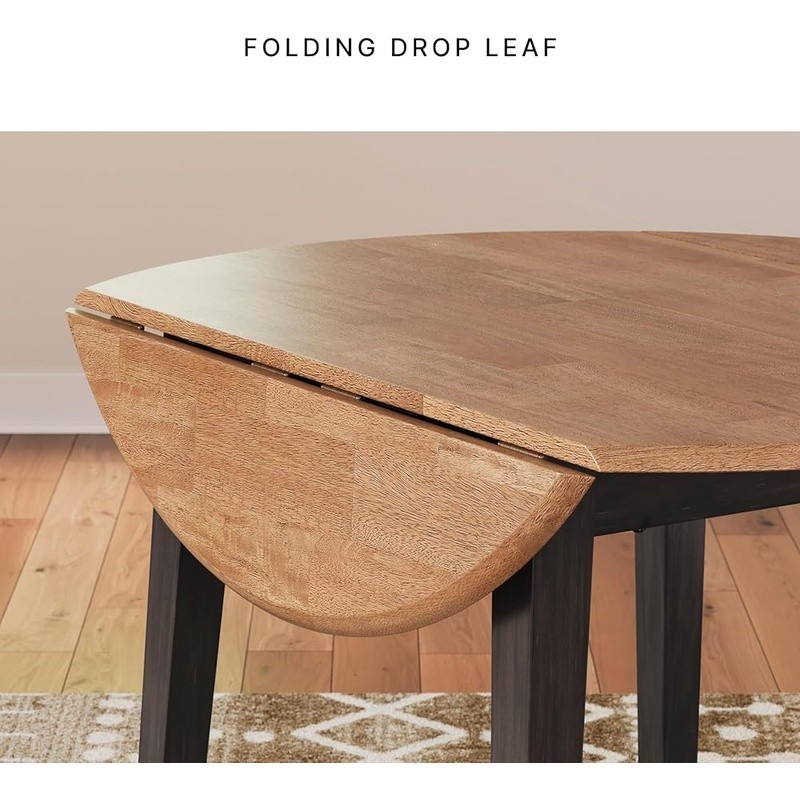Round Drop Leaf Dining Table Rustic Furniture Small Space Kitchen Table Seats 4 gallery