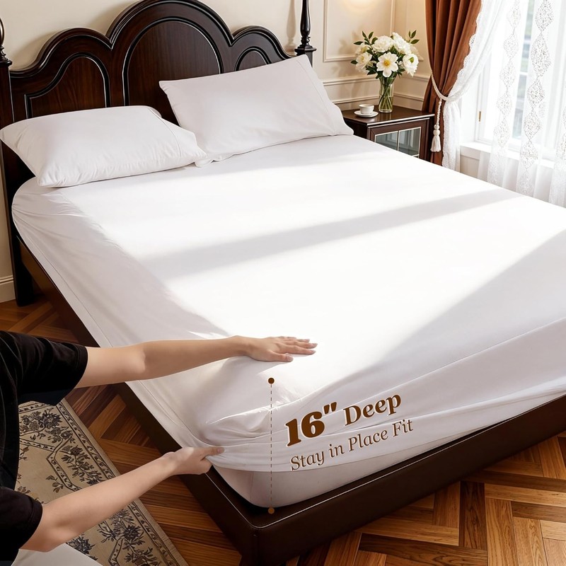 1000 Thread Count 100% Cotton Sheets Set,King Size Bed Sheet 4 Piece Sets,Lon... gallery