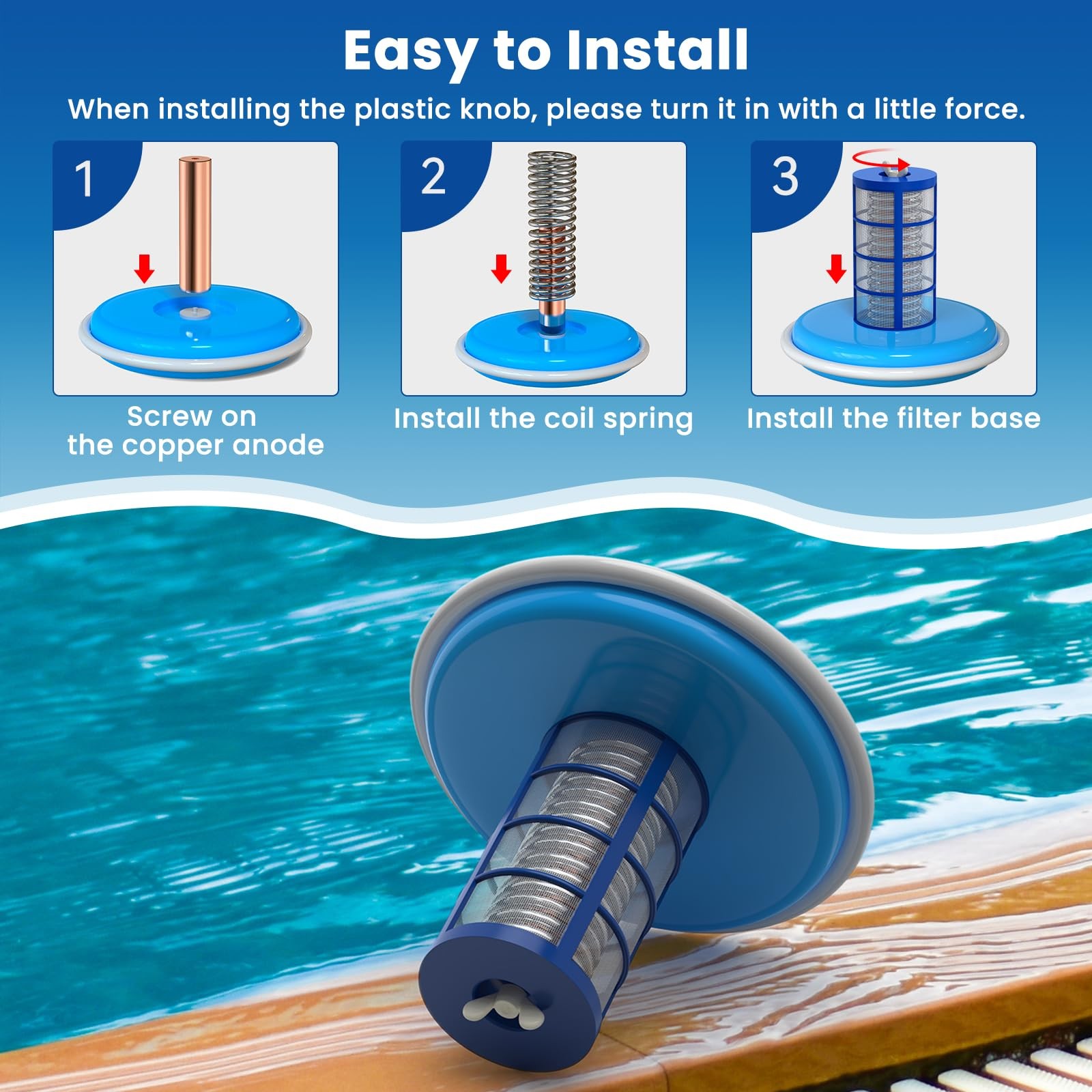 Pool Ionizer Replacement Copper Anodes Kit 4.13 x 0.71 Inch Troxlly Universal gallery