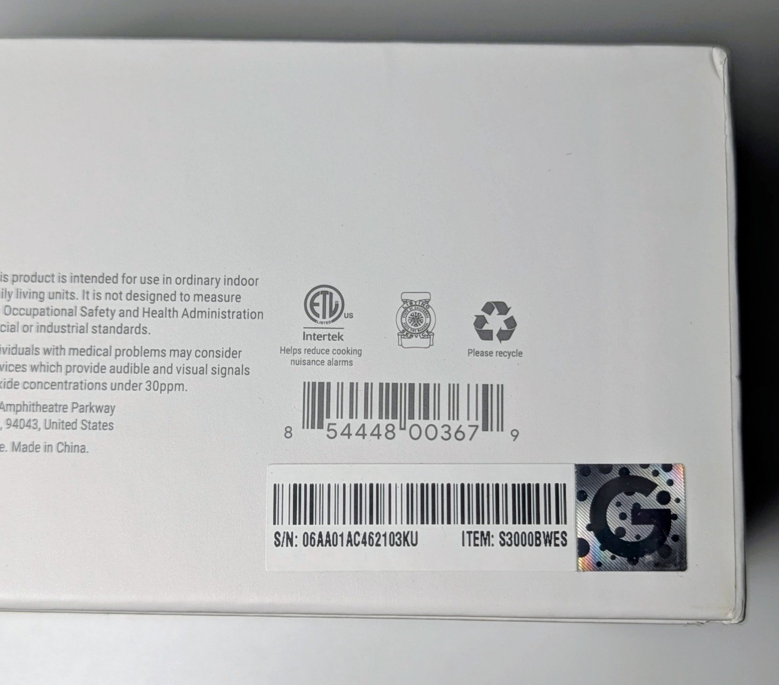 Google Nest Protect Smoke & CO Detector Battery White S3000BWES EXP 2030 gallery