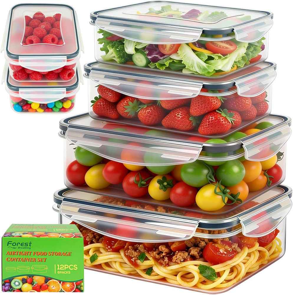 6 Pack Large Food Storage Containers with Lids (85Oz/50Oz/34Oz) –Bpa-Free Reusab
