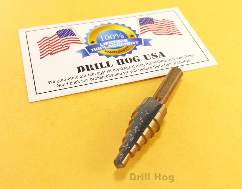 3/16"-1/2" Step Drill Step Bit Reamer UNIBIT M7 Drill Hog Lifetime Warranty gallery