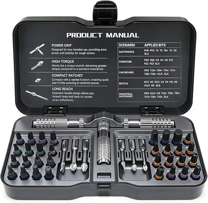 40in1 Precision Magnetic Ratchet Screwdriver Set Multi-Bit Kit with Torx Hex Bit gallery