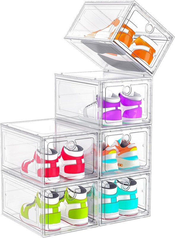 Shoe Storage Box Clear Stackable Shoe Organizer with Magnetic Door 6 Pack gallery