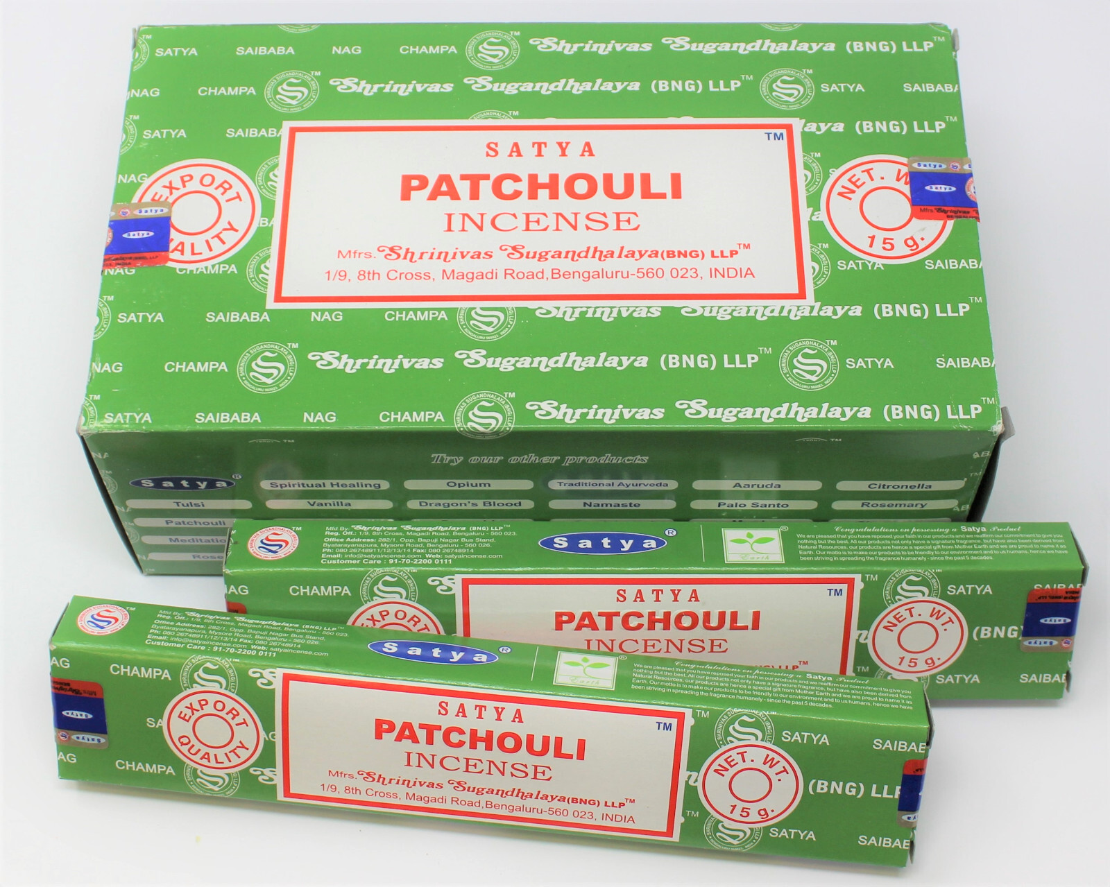 Satya Nag Champa PATCHOULI Incense Sticks: Choose 15 30 45 90 or 180 gm gallery