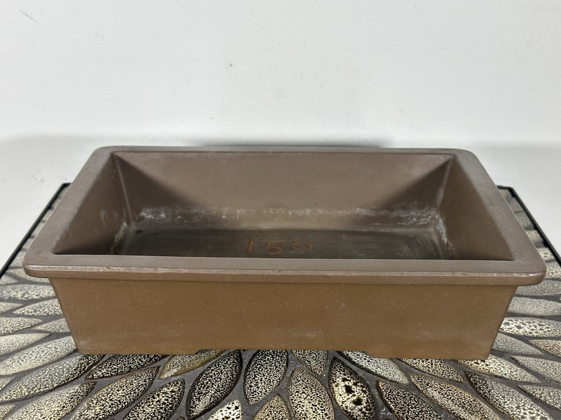 Preowned Japanese Tokoname Rectangular Unglazed Bonsai Pot Kaiyou - 11.25” By 8” gallery