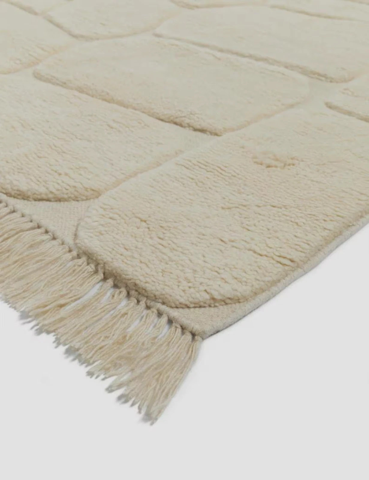 Hand Knotted Wool Rug | Beige Stone Pattern, Textured High-Low Pile 8x10| living gallery