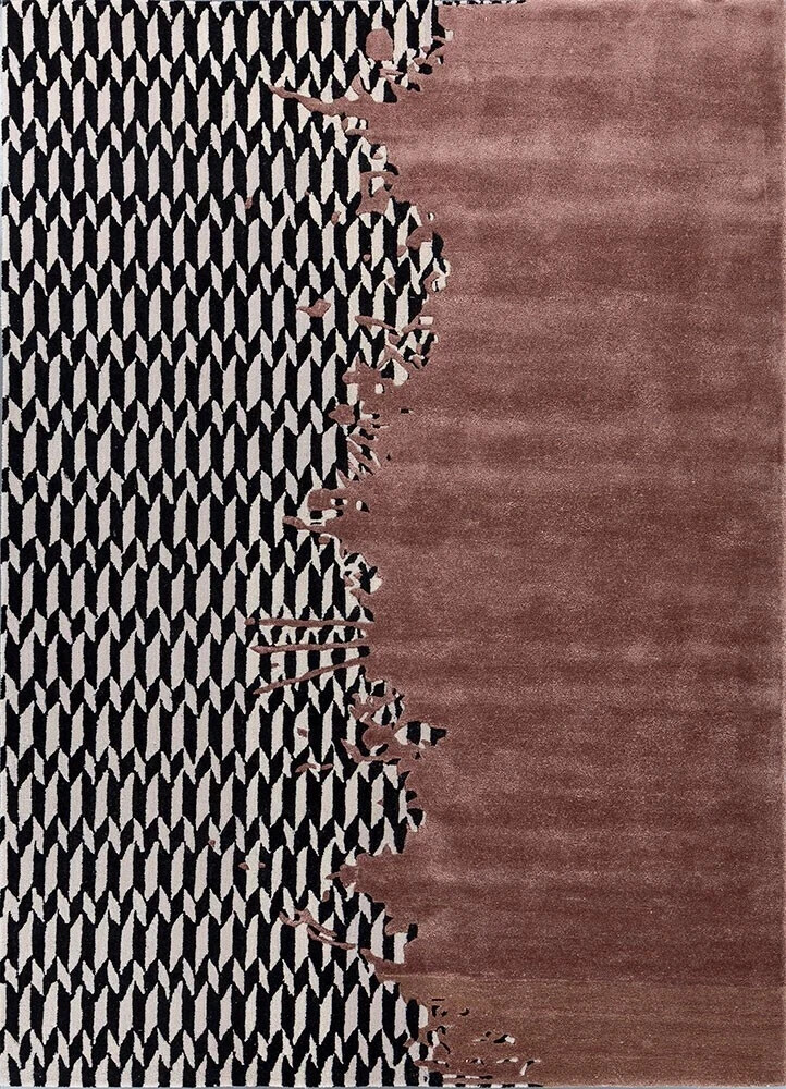 Hand Tufted Modern Burnt Black/White Premium Quality 100 % NZ Wool Area Rug gallery
