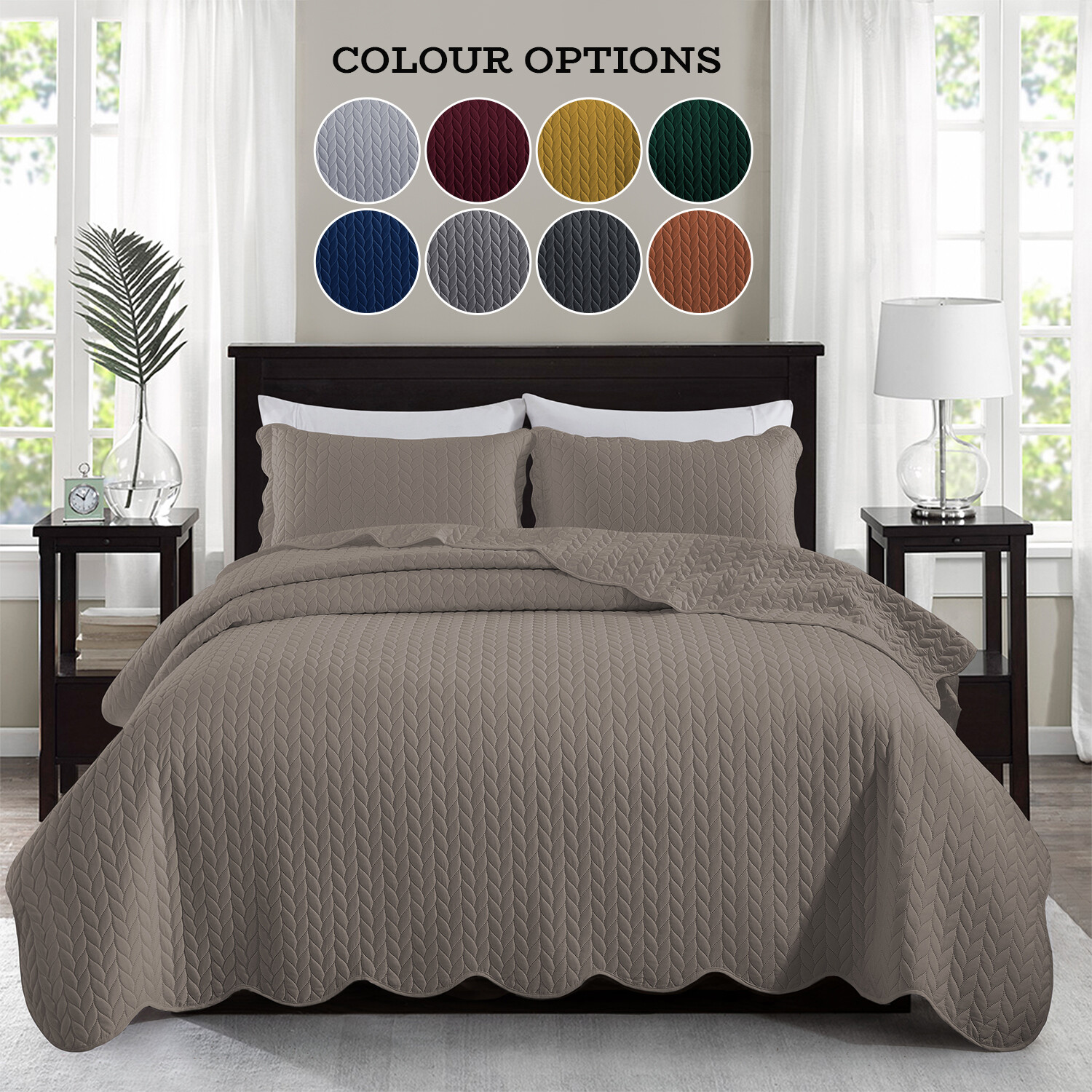 3 Piece Quilted Bedspread Set Ultra Soft King Size Embossed Coverlet Bed Throw gallery