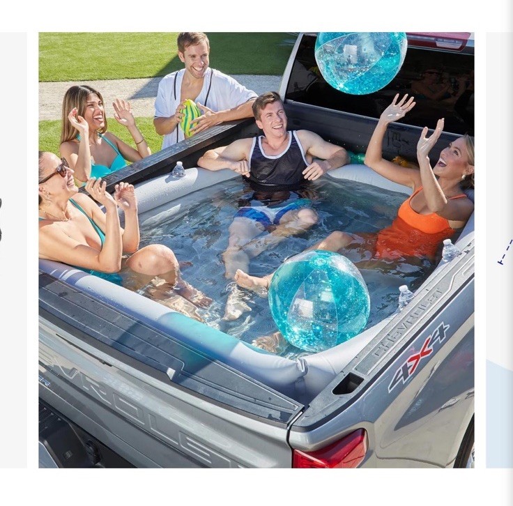 Funsicle Truck Bed Inflatable Pool Gray 200 Gal Square Built-In Cup Holder gallery