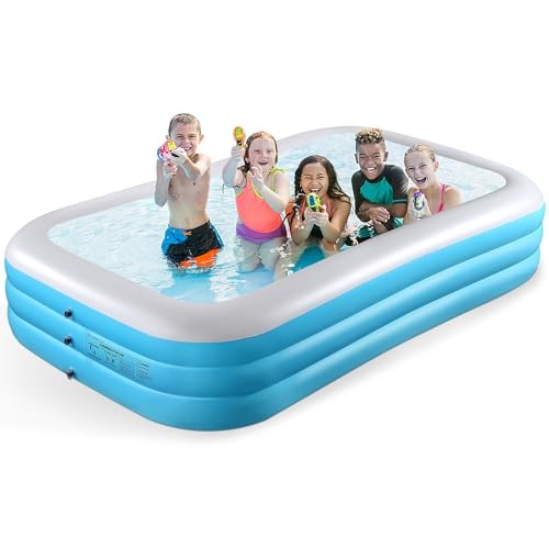 Inflatable Pool for Kids and Adults-Full-Sized Inflatable 130"*72"*22" Blue gallery