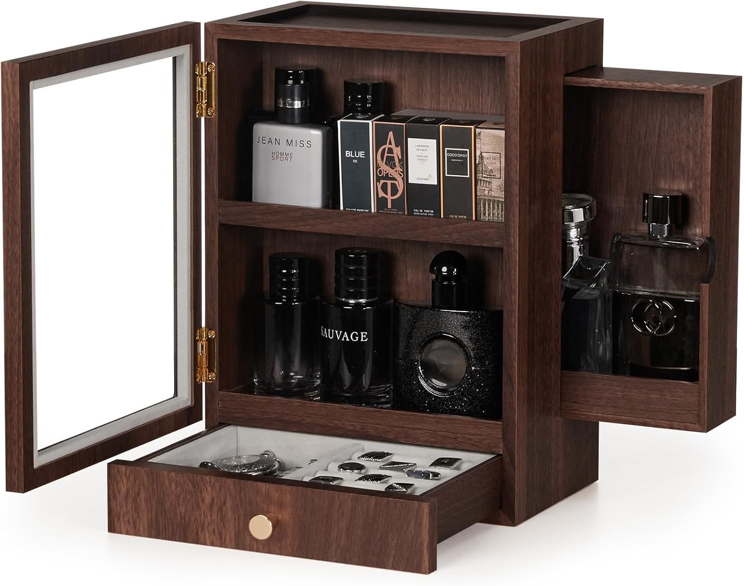 Cologne Storage Organizer with Drawer - Men's Cologne Holder - Stylish Displa... gallery