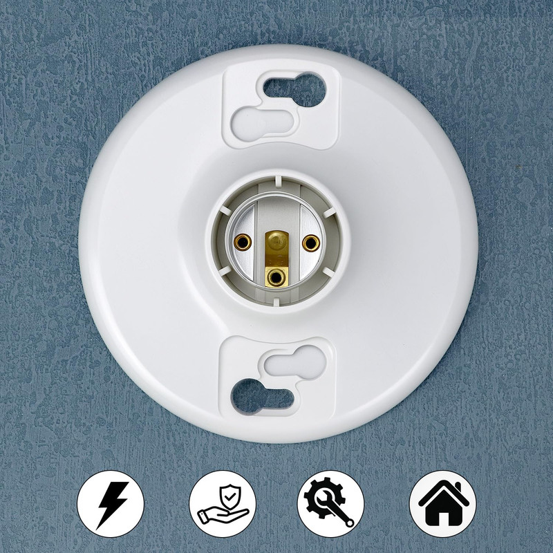 6 Pack Lamp Holder E26 Medium Base, White Ceiling Light Sockets for Incandescent gallery