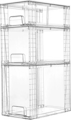 Vtopmart 3 Pack Clear Stackable Storage Drawers,Easy to Assemble Bathroom Organi