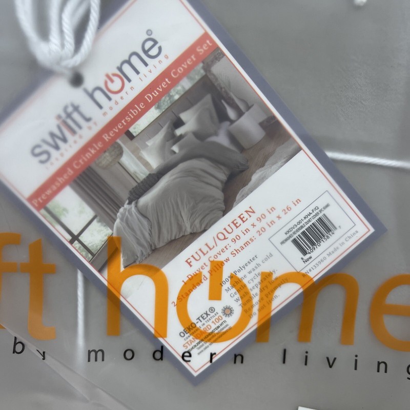 Swift Home Full/Queen Prewashed Crinkle Reversible Duvet Cover 3pc Set Khaki gallery