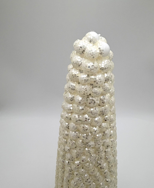 Decorative Glitter Christmas Tree Cones Set 2 White Winter Holiday Table Decor gallery