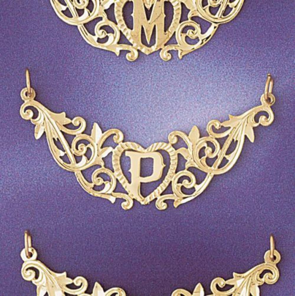 Initial P Heart Charm Pendant 14k Gold (1 Gram) gallery