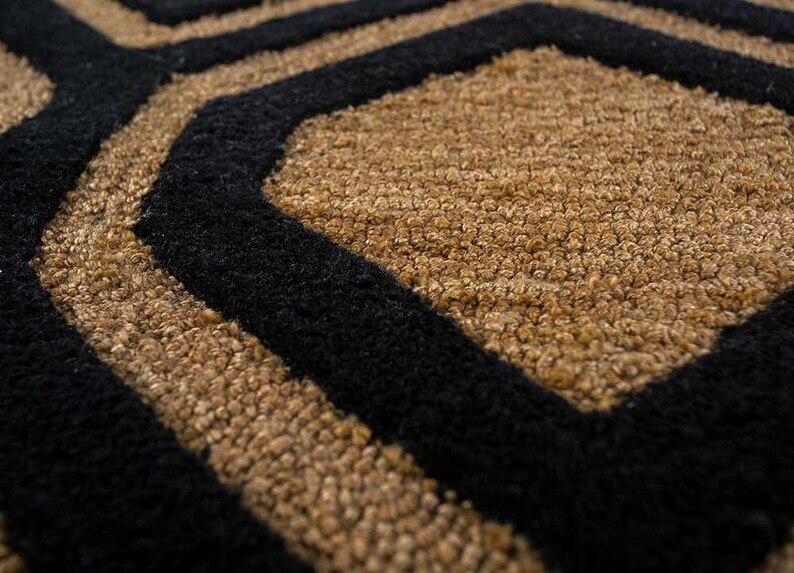 Pattern Hand Tufted Loop Cut Pile Bronze Black Rug, 8x10, 9x12 Handmade gallery