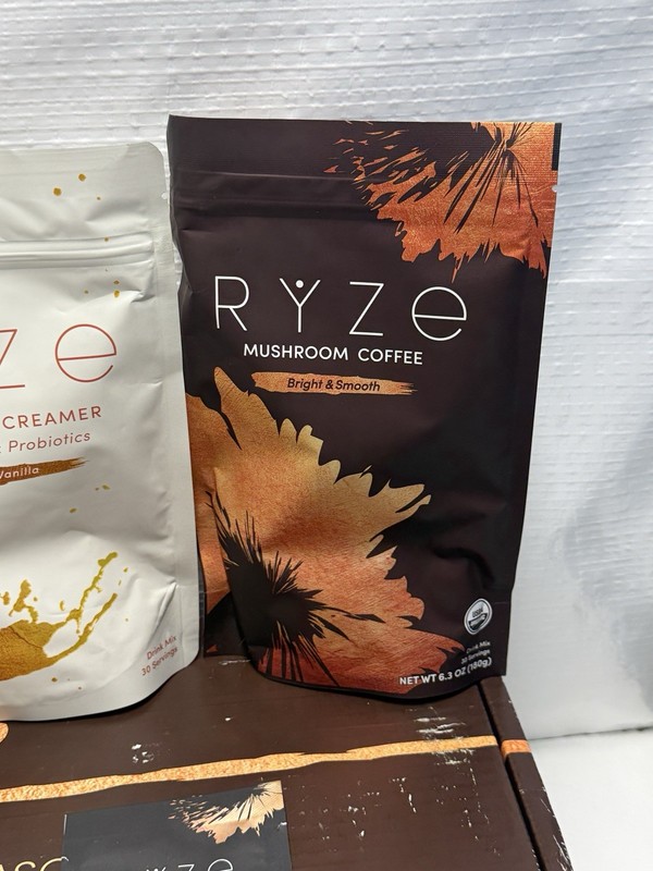 RYZE Coffee Ritual Set Kit Bundle Mushroom Creamers Latte Gummies Wood Canister gallery