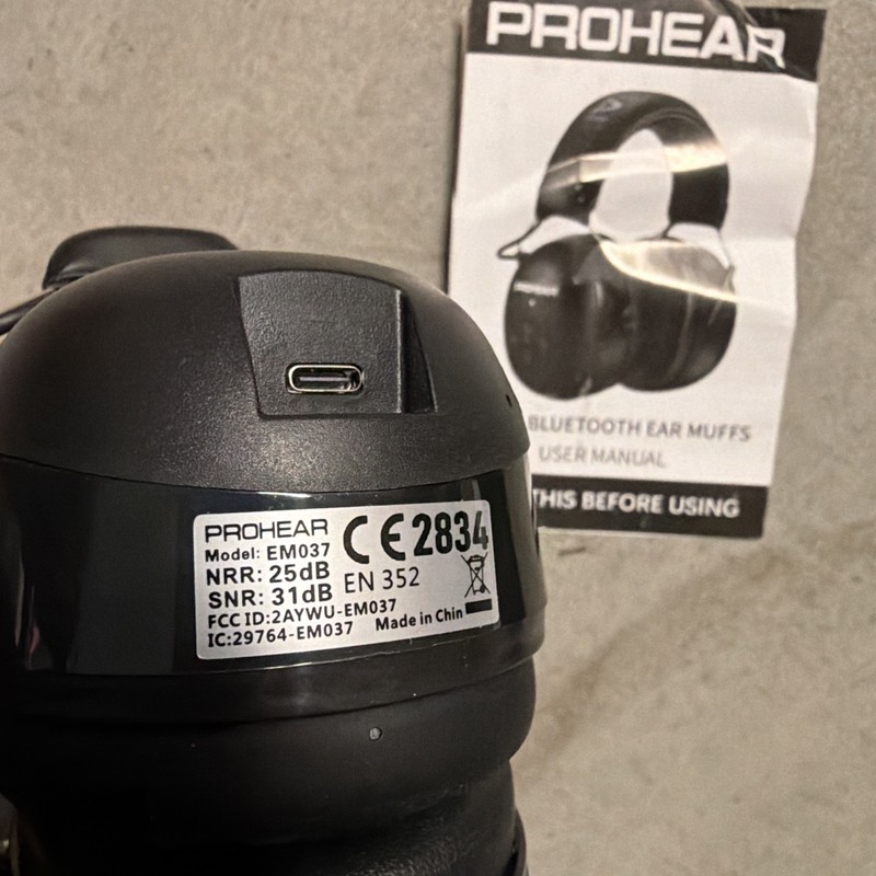 Prohear EM037 Bluetooth Hearing Protector Headphones 30dB Noise Reduction - NEW gallery