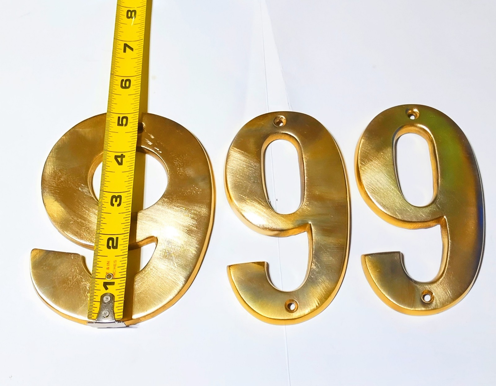 BRASS SOLID 5"INCHES House Numbers 9 OR 6 WITH SCREWS Vintage Lot. gallery