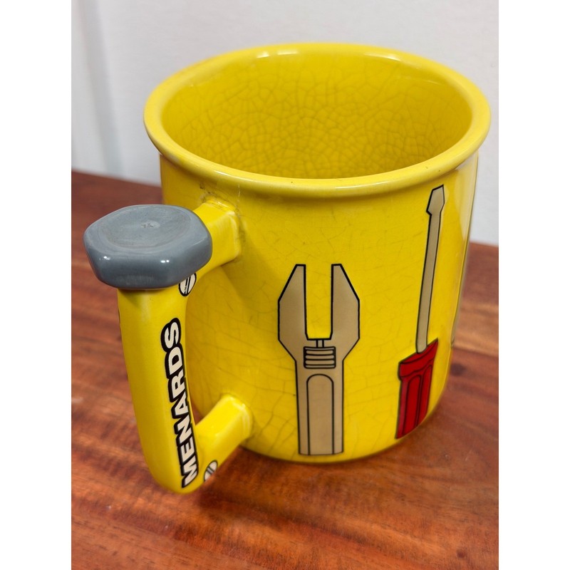 Menards Coffee Mug 3D Tools Graphic Set of 2 Yellow & Green Tool Handles Ceramic gallery
