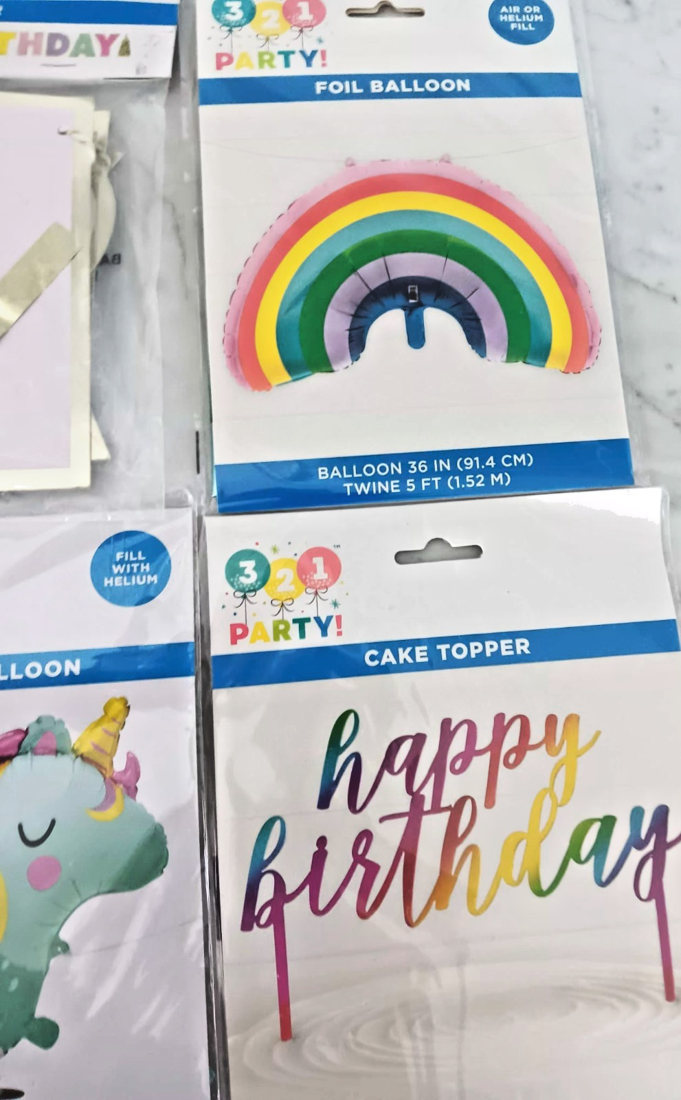 NEW 321 Party! Birthday Balloons LED CAKE TOPPER, HATS, BIRTHDAY BANNER gallery