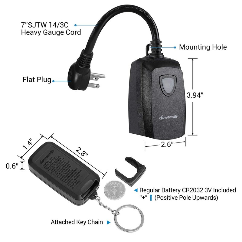 DEWENWILS Outdoor Wireless Remote Control Outlet Switch Plug In 100 FT gallery