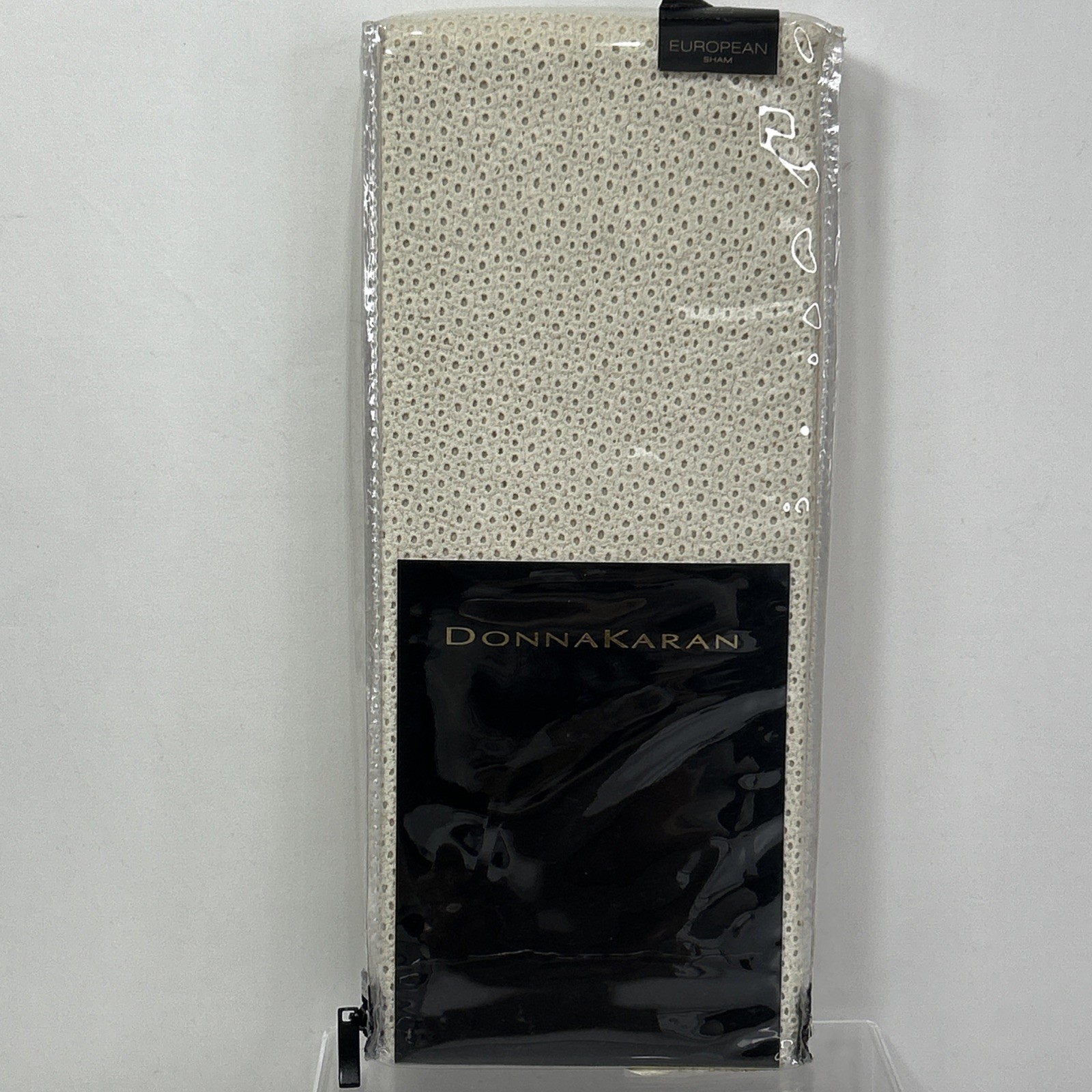 Donna Karan Eyelet Collection European Sham Beige Cotton Pillow Cover Appliqué gallery