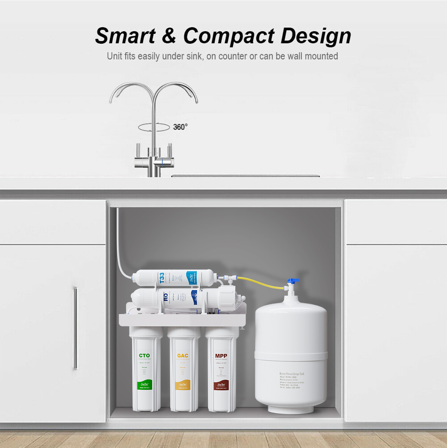 5 STAGE REVERSE OSMOSIS SYSTEM 100 GPD RO WATER FILTER 100% BPA Free gallery