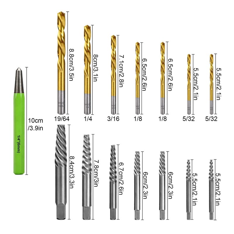 15x Screws Bolt Extractor Set W/ Reverse Drill Bit Ez Out Stripped Screw Nut Set gallery