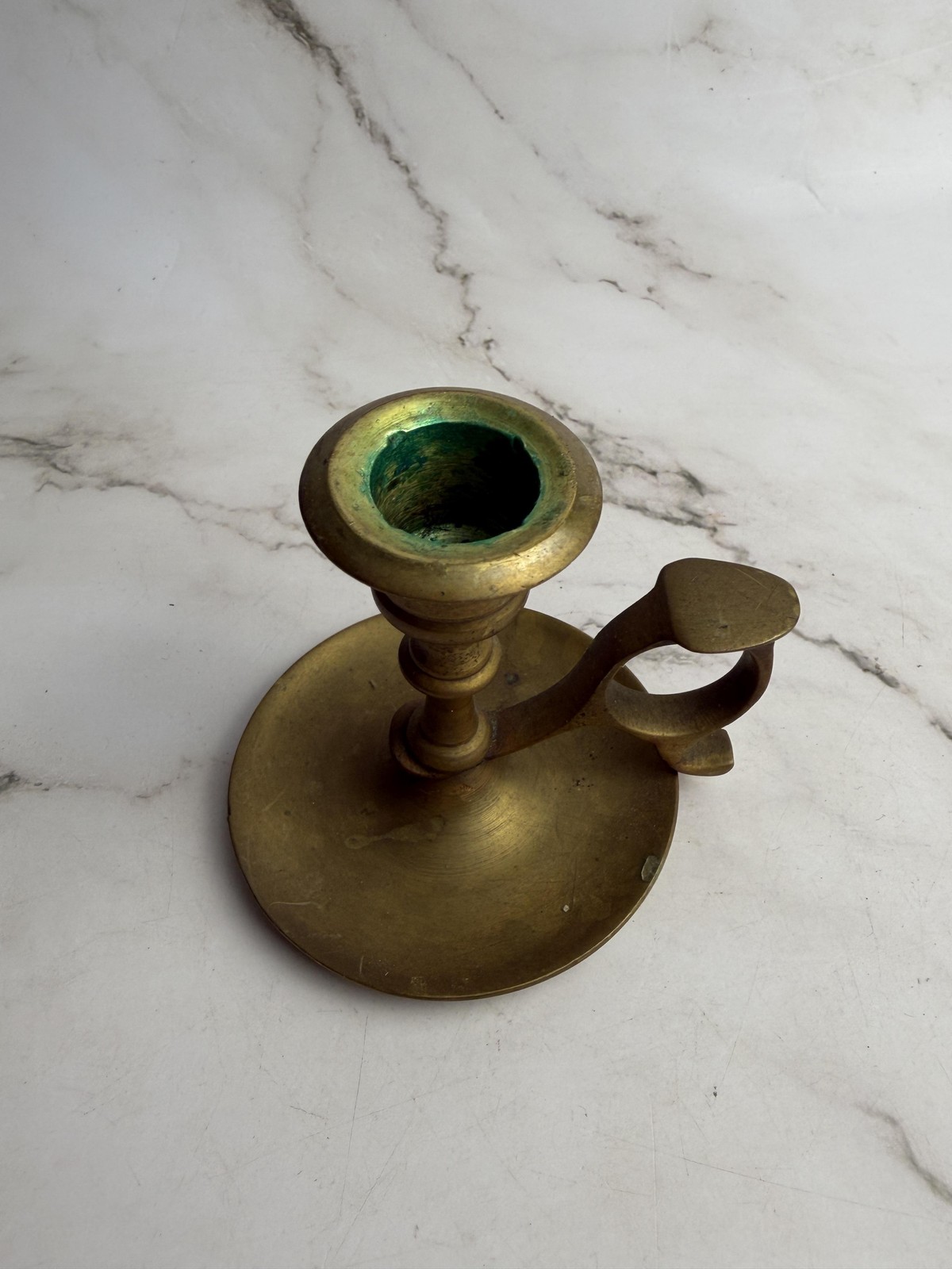 Unmarked Gold Metal Candlestick Vintage Retro Small Chamberstick Holder Decor gallery
